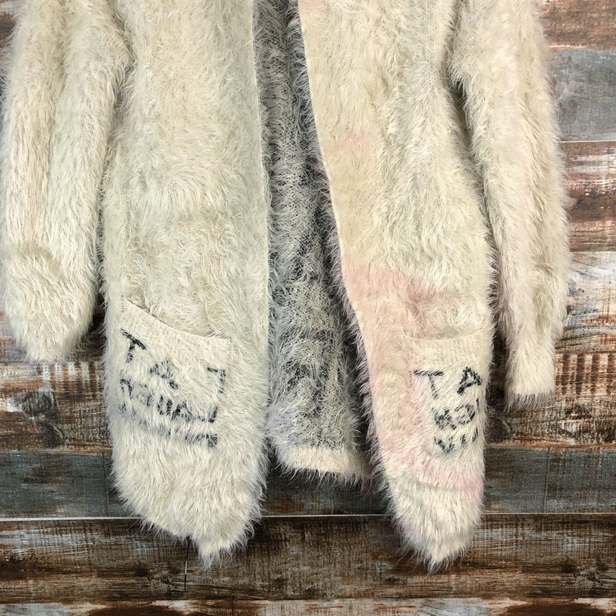 Vintage Japan faded mohair fur shaggy White Cardigan Knitwear #A1911 Size L / US 10 / IT 46 - 7 Thumbnail