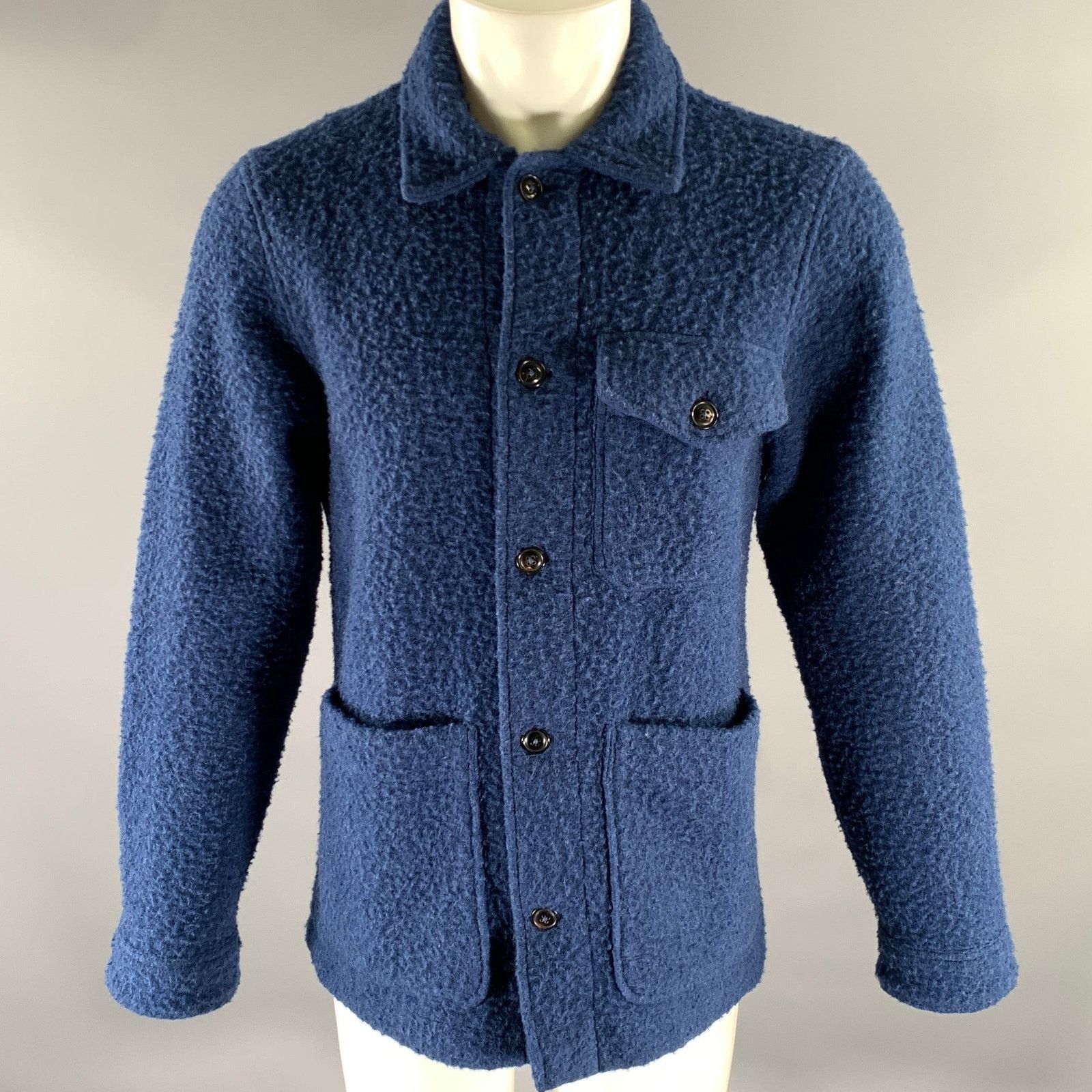 Todd Snyder TODD SNYDER Size M Blue Textured Wool Blend Jacket Size US M / EU 48-50 / 2 - 1 Thumbnail