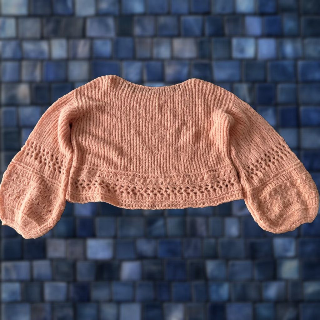 Free People Free People Alpaca Crochet Sweater Womens L Peach Balloon Sleeve Knit Pullover Boho Classic Size L / US 10 / IT 46 - 1 Thumbnail