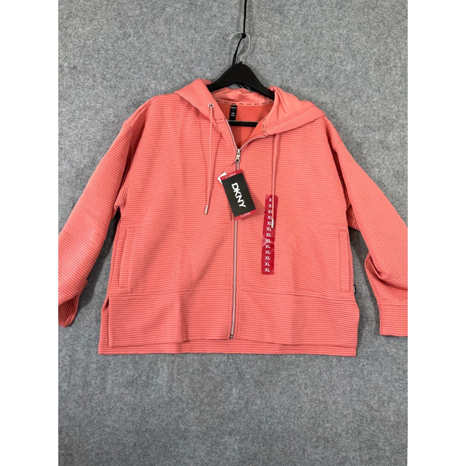 DKNY DKNY Ottoman Full Zip Hoodie Womens XL Faded Rose Ribbed Long Sleeve Outdoor NWT Size XL / US 12-14 / IT 48-50 - 3 Thumbnail