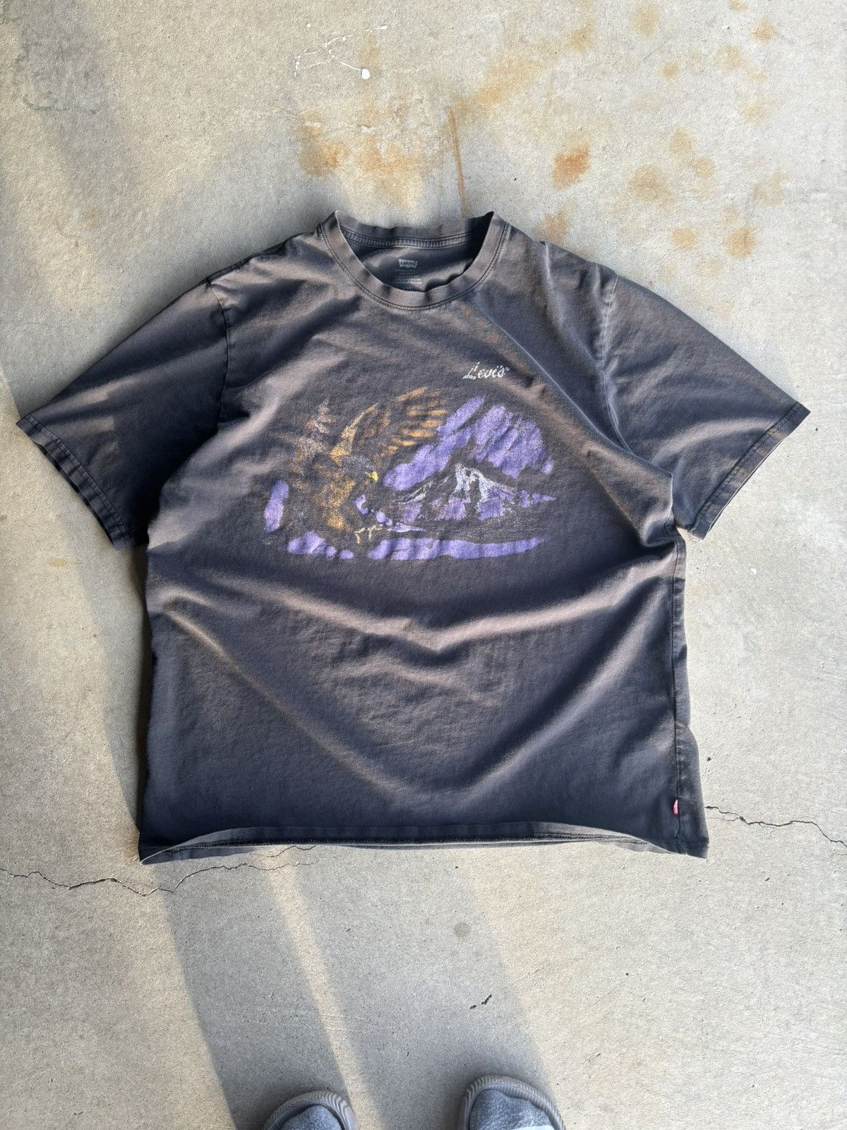 Levi's Crazy Faded Black Levis Boxy Smoked Out Eagle Tee Size US L / EU 52-54 / 3 - 1 Thumbnail