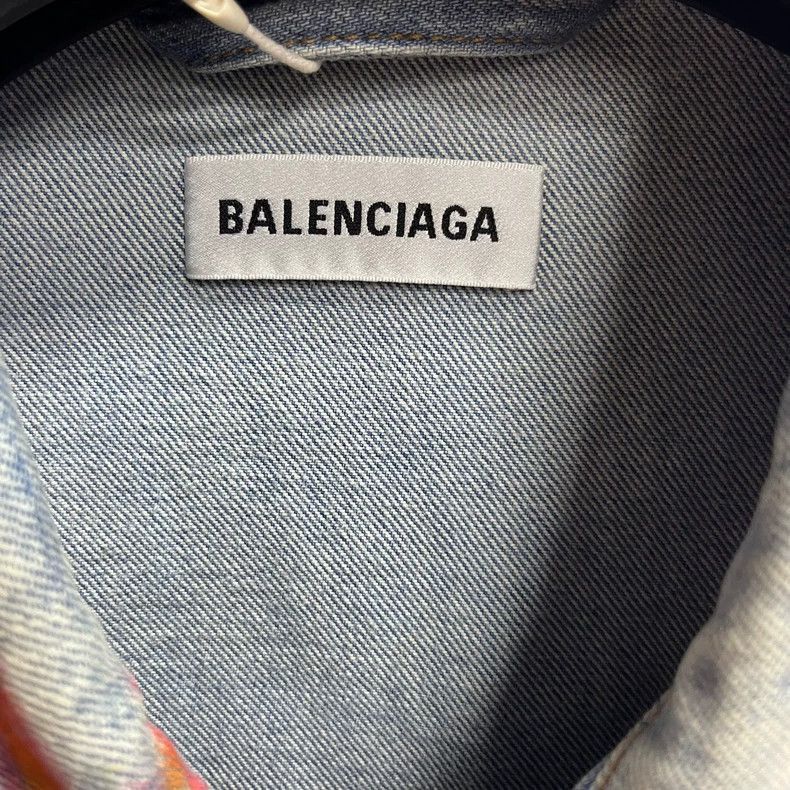 Balenciaga Balenciaga latest blue checkered graffiti logo denim jacket Size US XS / EU 42 / 0 - 3 Thumbnail