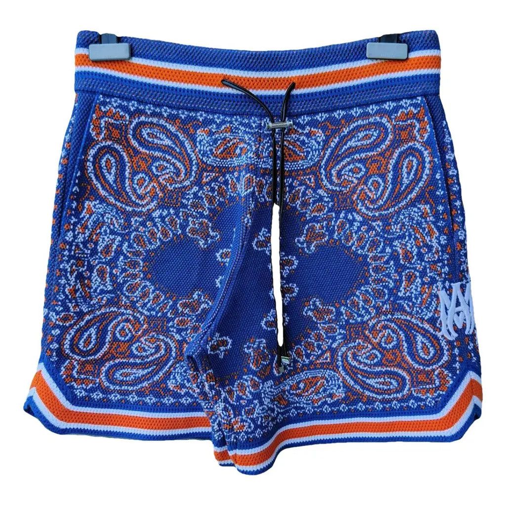 Amiri o1gr1nt0525 Bandana NYC Exclusive Short in Blue/Orange Size US 32 / EU 48 - 1 Thumbnail