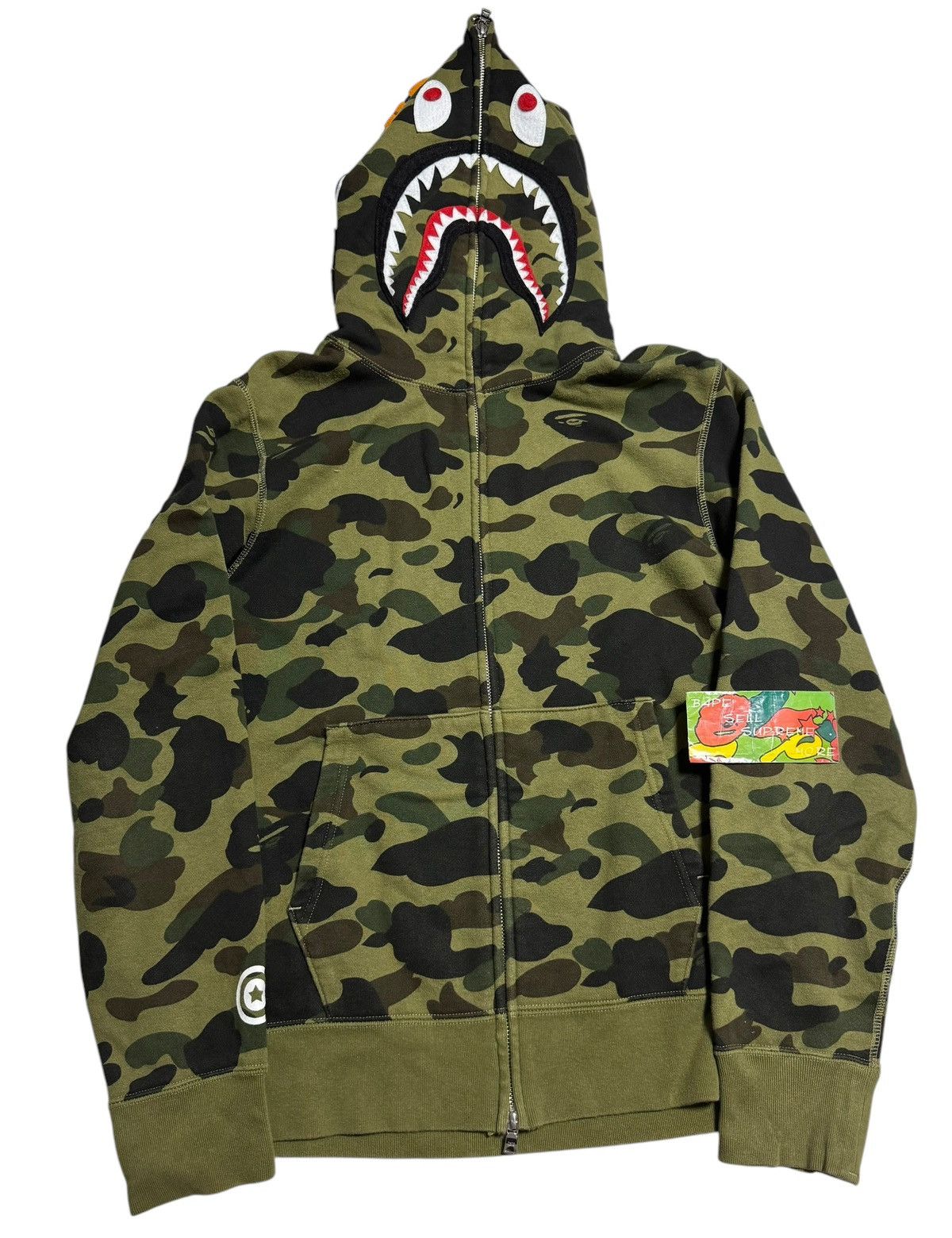 Bape BAPE Shark Full Zip Hoodie Green camo Size US M / EU 48-50 / 2 - 1 Thumbnail