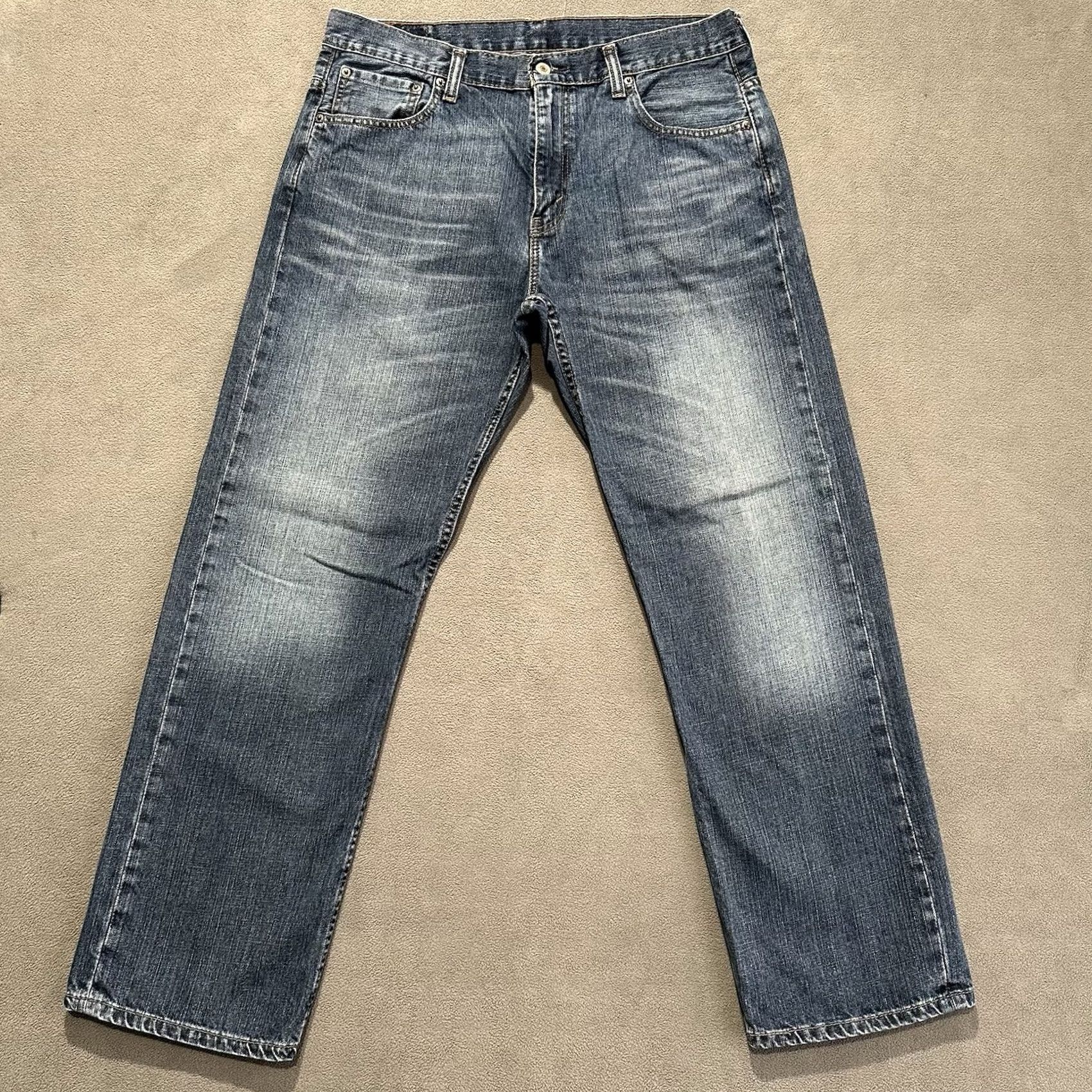 Levi's Levi Jeans 569 Loose Straight Mens 34x32 (Fits 35x30) Blue Medium Wash Faded EUC Size US 33 - 2 Thumbnail