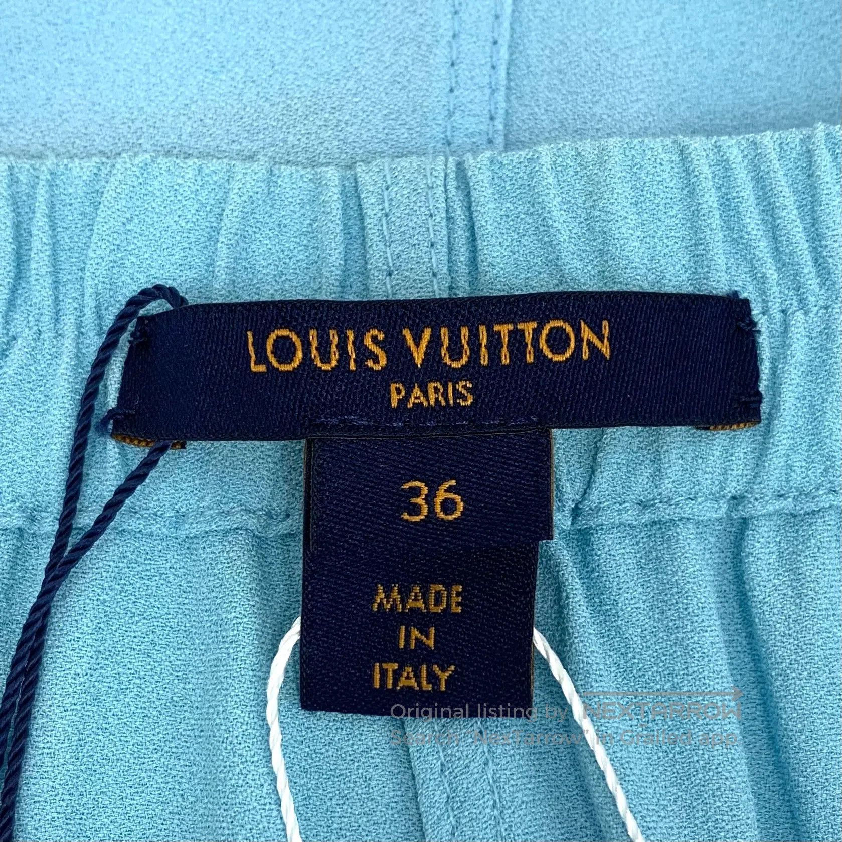 Louis Vuitton Louis Vuitton Blue Logo Leather Label Elastic Waist Casual Size 35" - 6 Thumbnail
