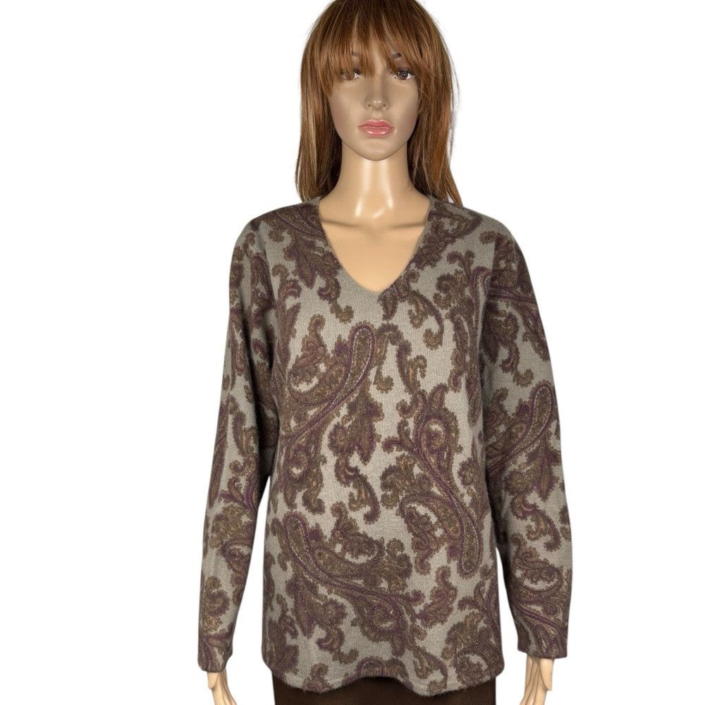 Other New Vintage Carole Little Wool Angora Paisley Beaded V-Neck Size XL / US 12-14 / IT 48-50 - 1 Thumbnail