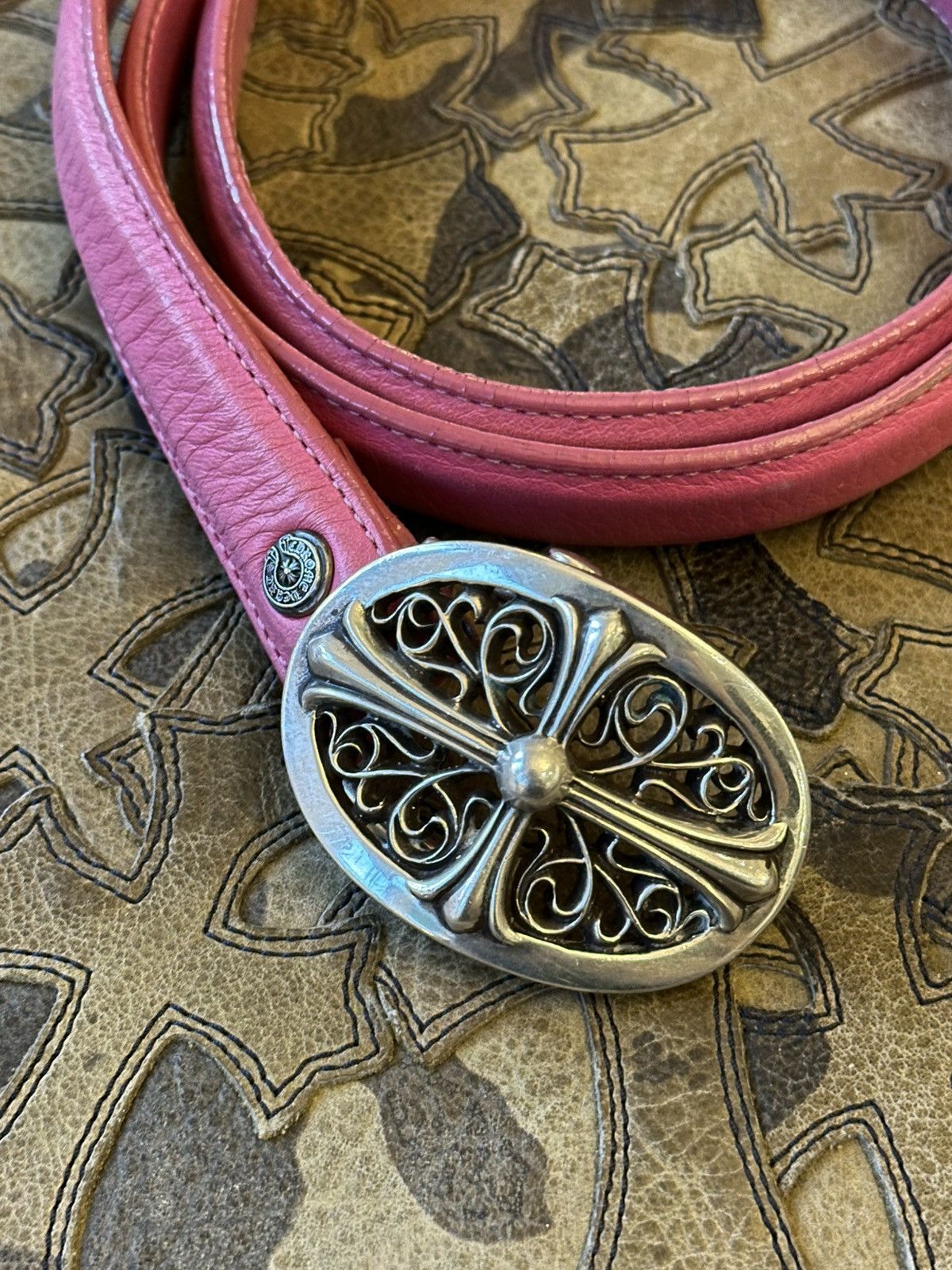 Chrome Hearts CHROME HEARTS MINI PINK OVAL BELT SZ 30 | Grailed