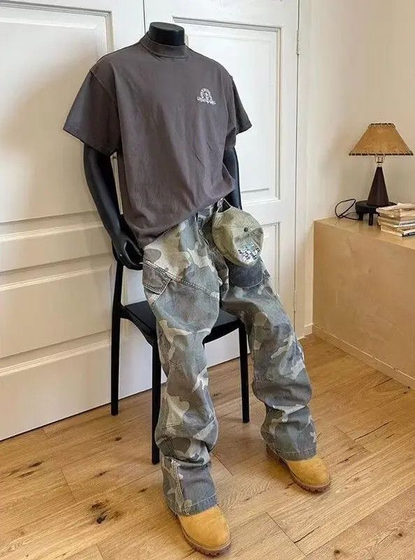 Japanese Brand Retro loose casual camouflage micro flared jeans Size US 32 / EU 48 - 5 Thumbnail