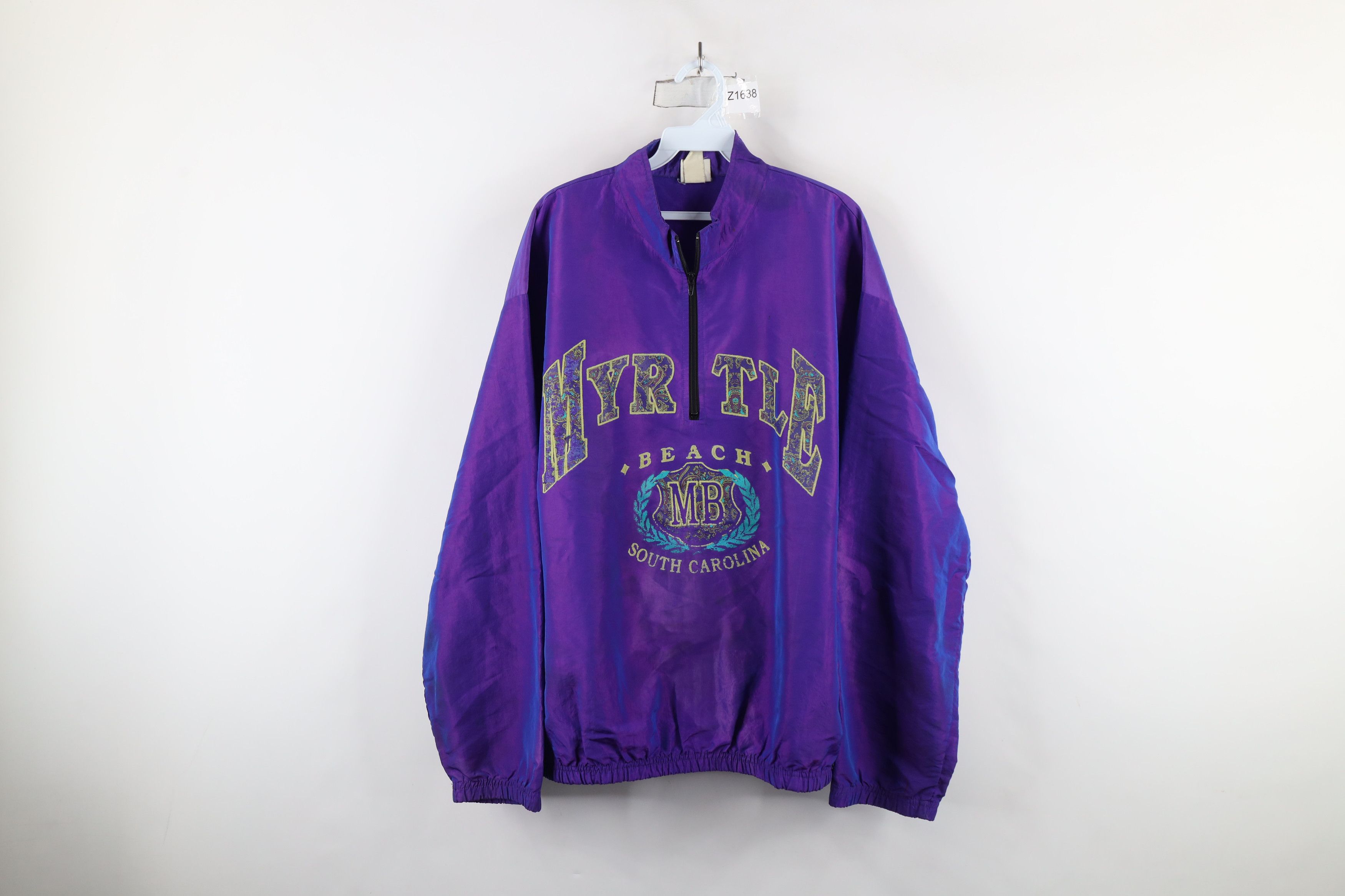 Vintage Vtg 90s Surf Style Myrtle Beach Pullover Windbreaker Jacket Size US XXL / EU 58 / 5 - 1 Thumbnail