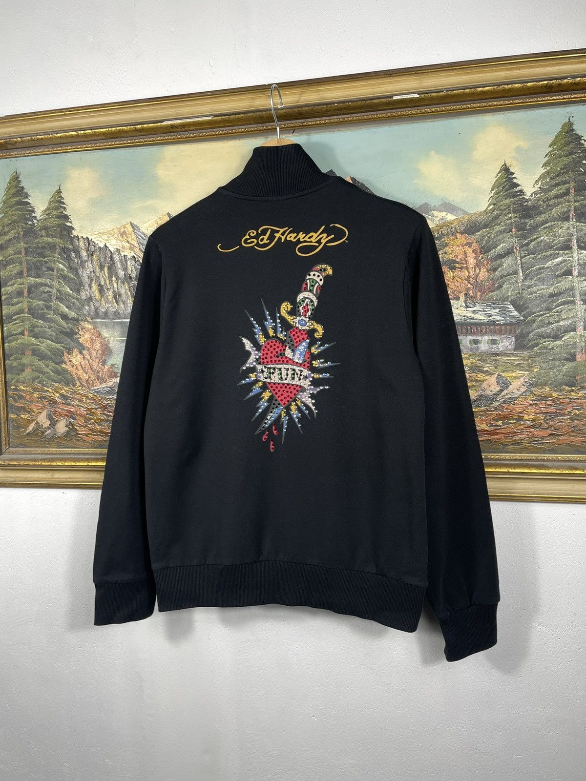 Christian Audigier × Ed Hardy × Vintage Ed Hardy Retro 00s Hoodie With Crystals Affliction Grunge Size M / US 6-8 / IT 42-44 - 6 Thumbnail