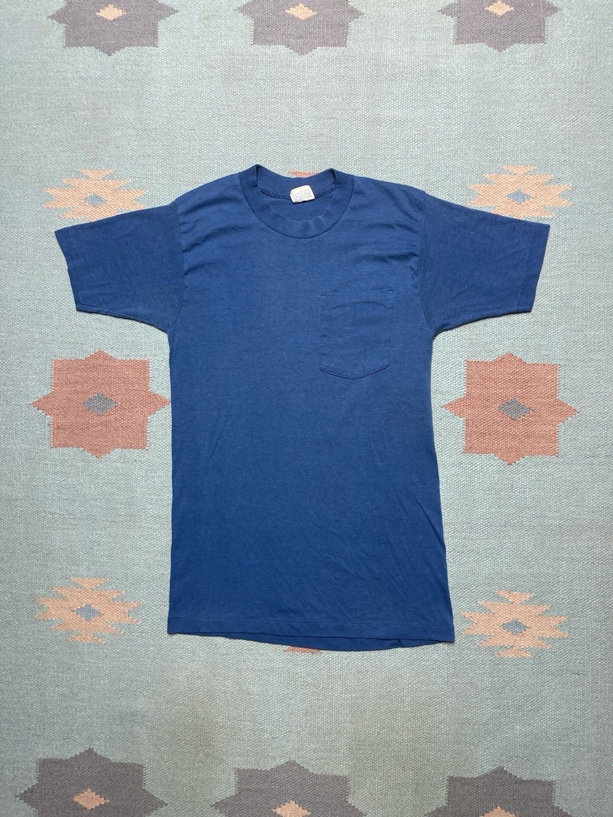 Vintage 70s pocket t shirt blank soft single stitch Pelham small Size US S / EU 44-46 / 1 - 1 Thumbnail