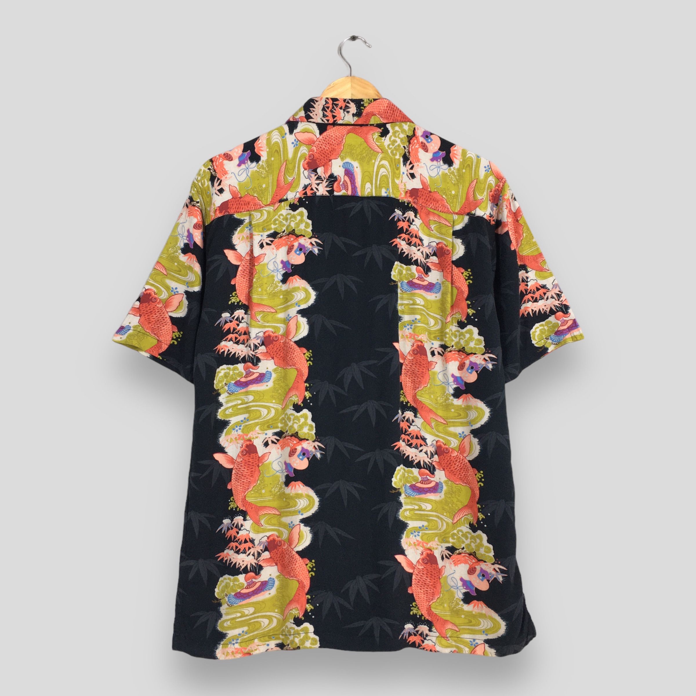 Japanese Brand × Vintage Vintage Aloha Patina Japanese Koi Fish Rayon Shirt Large Size US L / EU 52-54 / 3 - 7 Thumbnail