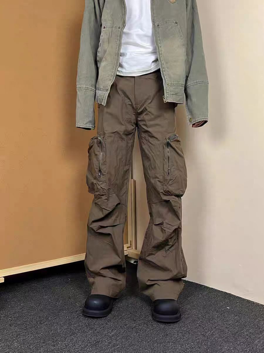 Jean Brown Workwear Pocket Wide-Leg Pants Size US 34 / EU 50 - 2 Thumbnail