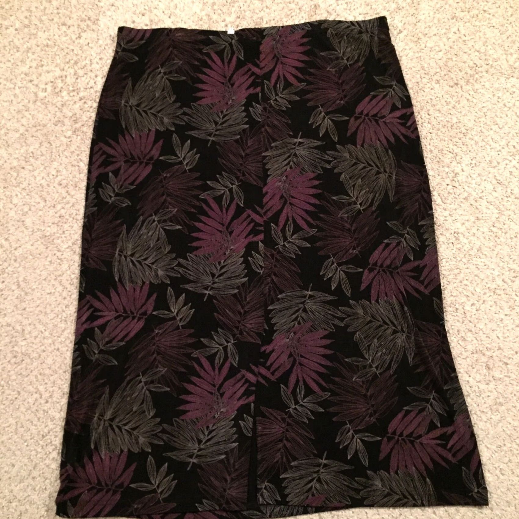 Vintage Linden Hill Skirt Maxi Long Unlined Pull On 1X Black Purple Floral Women Plus Skirt Womens Size 40" / US 18 - 6 Thumbnail