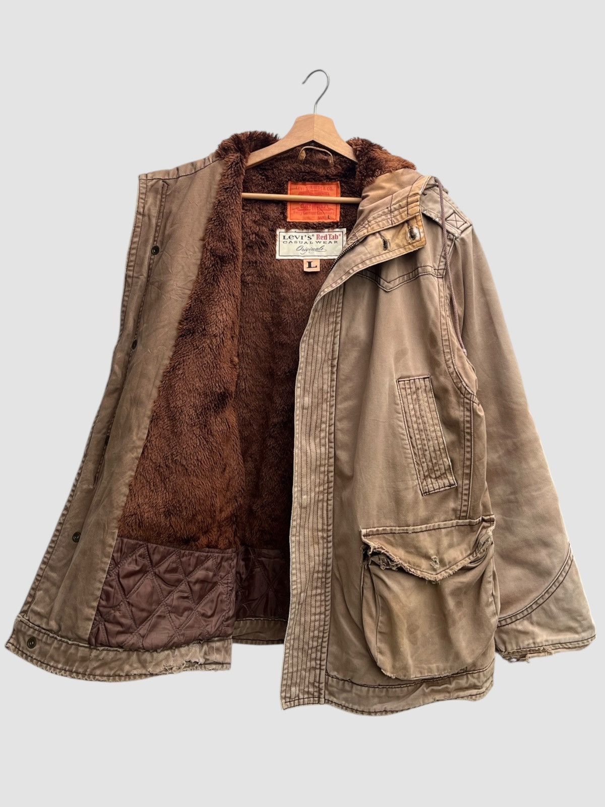Levi's Distressed Levi’s Mod/Military Fur Lining Hooded Jacket Size US L / EU 52-54 / 3 - 5 Thumbnail