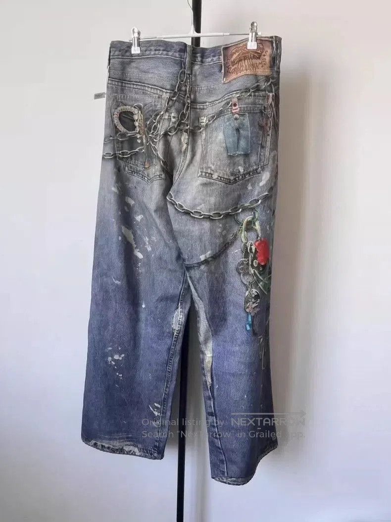 Acne Studios Acne Studios Blue Baggy Printed Jeans. Size US 38 / EU 54 - 2 Thumbnail
