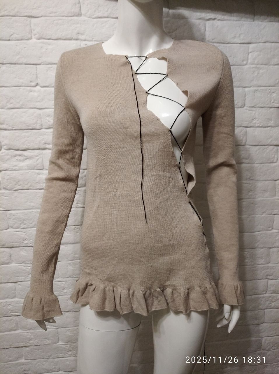 Jean Paul Gaultier Vintage Mesh Wool Sweater Blouse JPG Gaultier Size L / US 10 / IT 46 - 1 Thumbnail