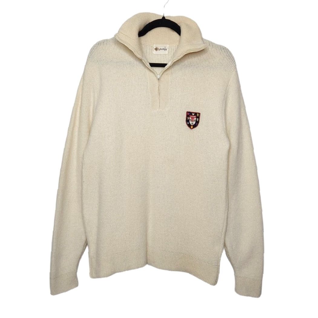 Jockey VINTAGE Jockey Sweater Knit VTG Rare Logo Crest Shirt Unisex Adults Large Cream 60s 70s Pullover Colgate? Size US L / EU 52-54 / 3 - 2 Thumbnail