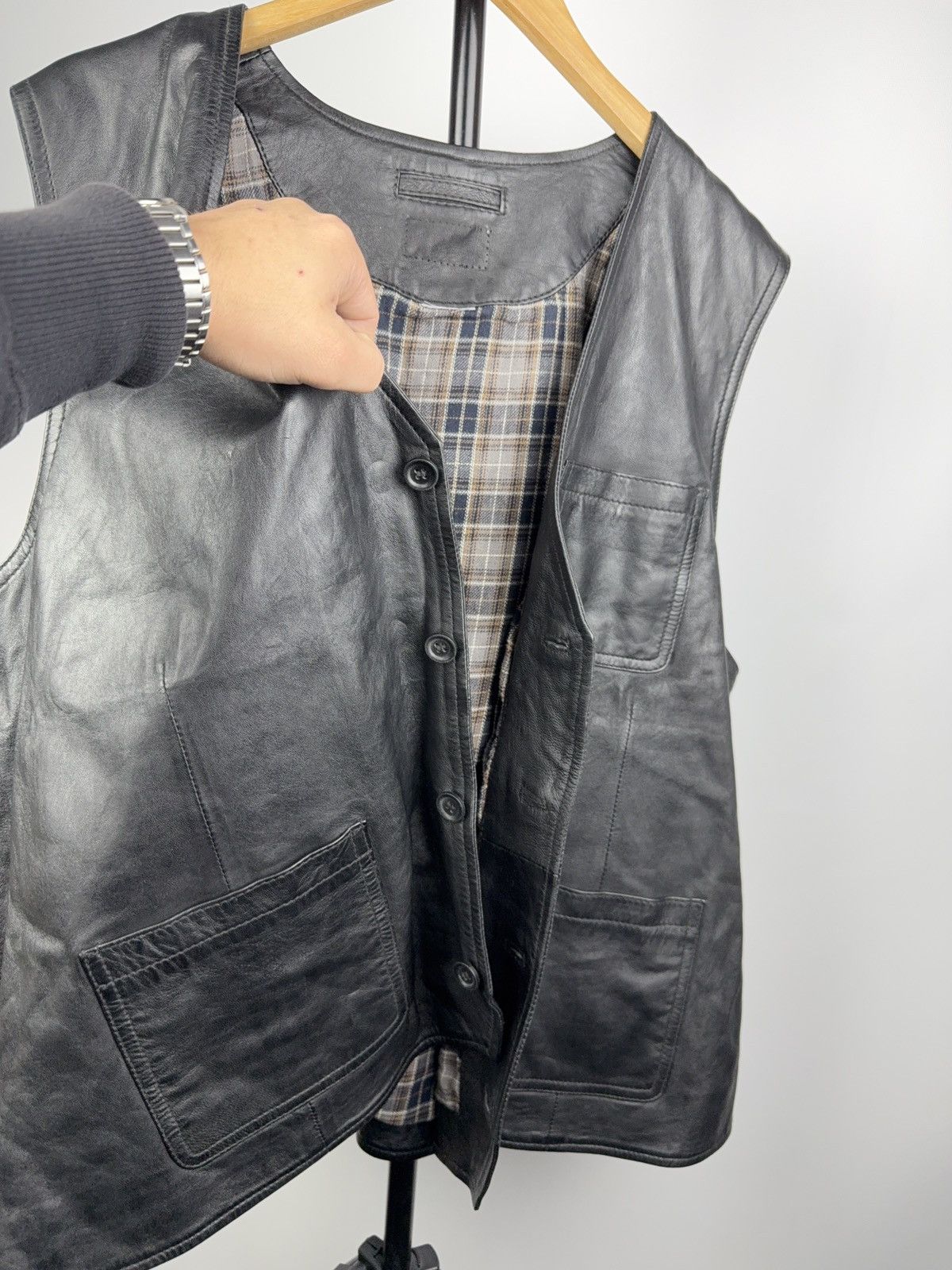Vintage 90s Retro Biker Racing Opium Western Leather Vest