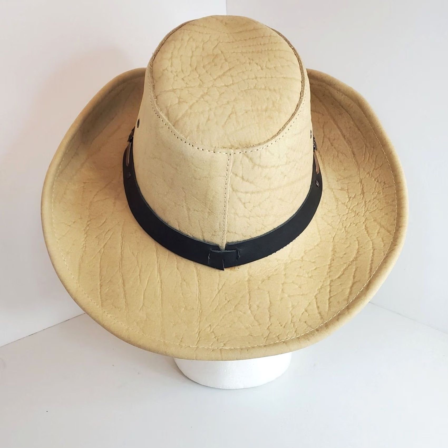 Vintage Kakadu Traders Australia Cowboy Hat 56cm Medium US Beige Tan Leather Heavy Size ONE SIZE - 5 Thumbnail