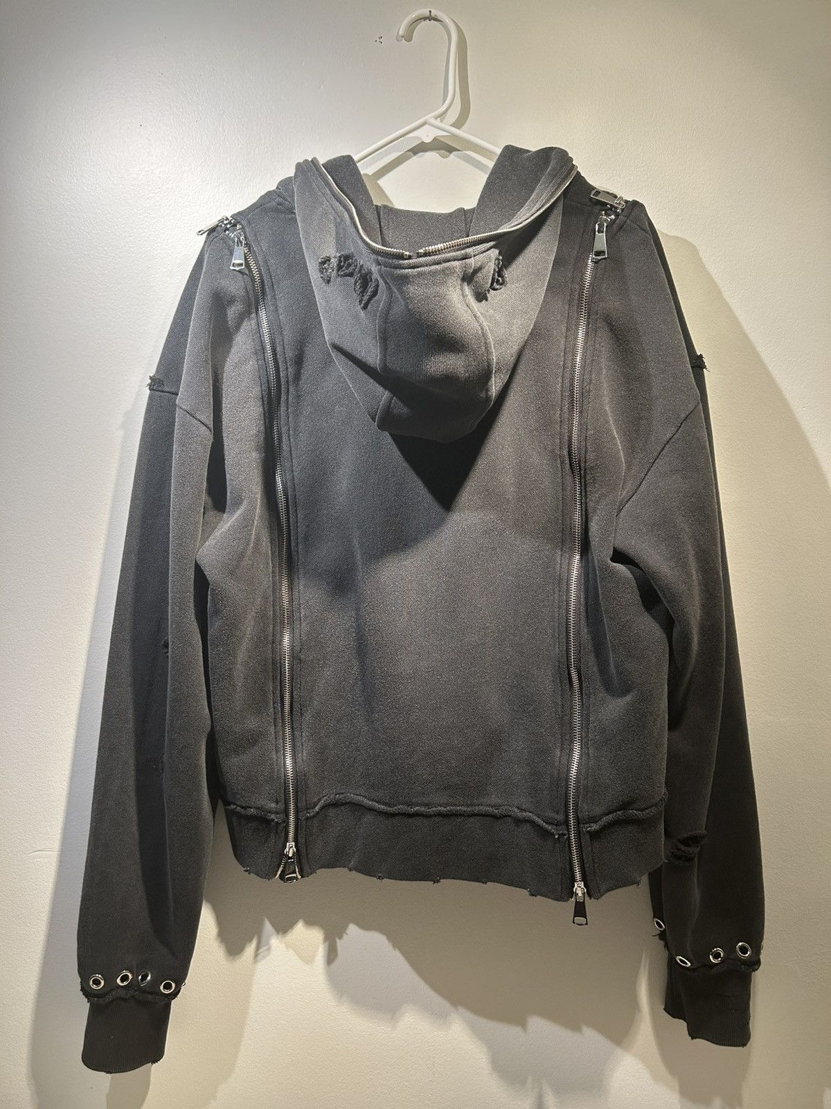 Japanese Brand Acid Washed Triple Zipper Demik Full Zip Hoodie Size US M / EU 48-50 / 2 - 3 Thumbnail