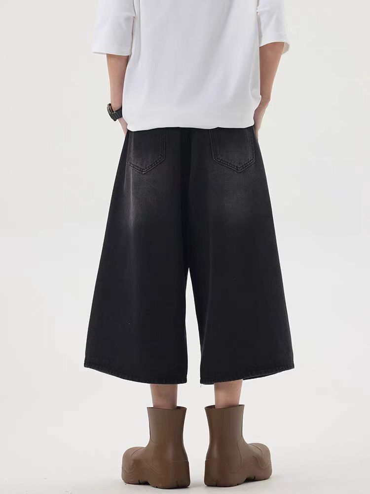 Japanese Brand × Vintage Street Hip Hop Washed Loose Denim Shorts Size US 34 / EU 50 - 3 Thumbnail