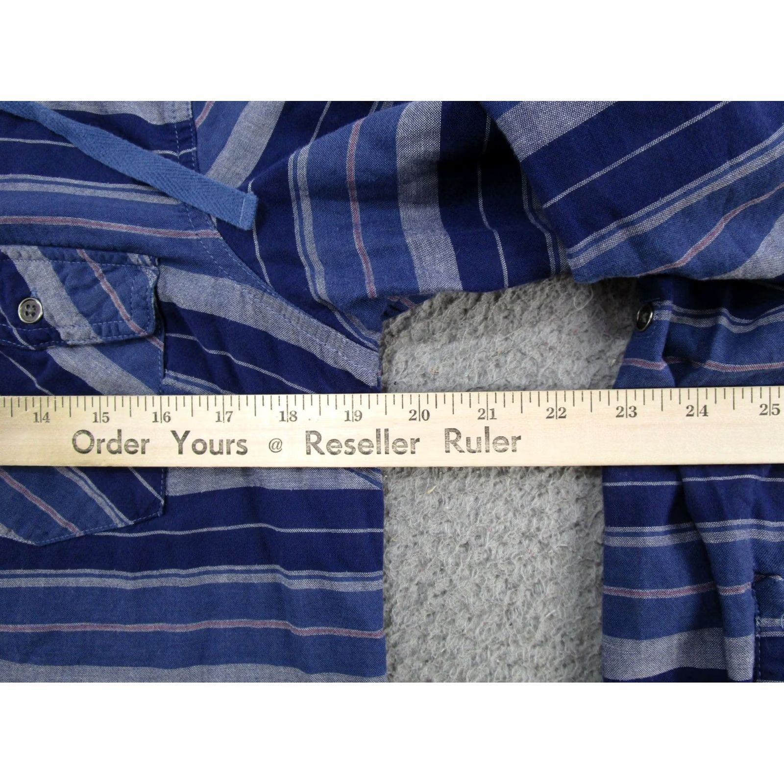 Vintage Columbia Button-Up Hooded Shirt Striped Blue Womens M Lightweight Outdoors Shirt Size M / US 6-8 / IT 42-44 - 5 Thumbnail