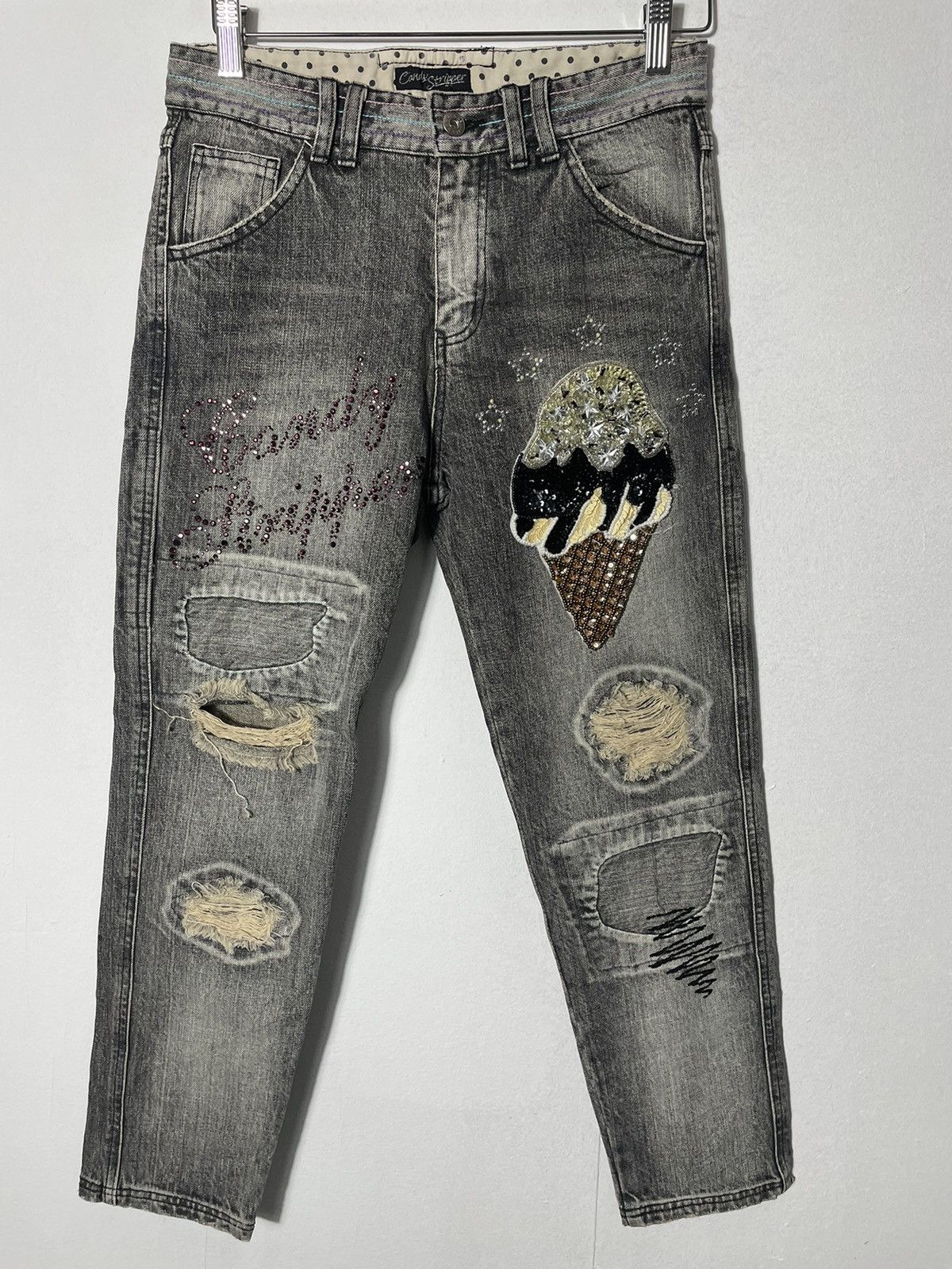 Japanese Brand Candy Stripper Art Design Jeans Rare Size US 29 - 3 Thumbnail