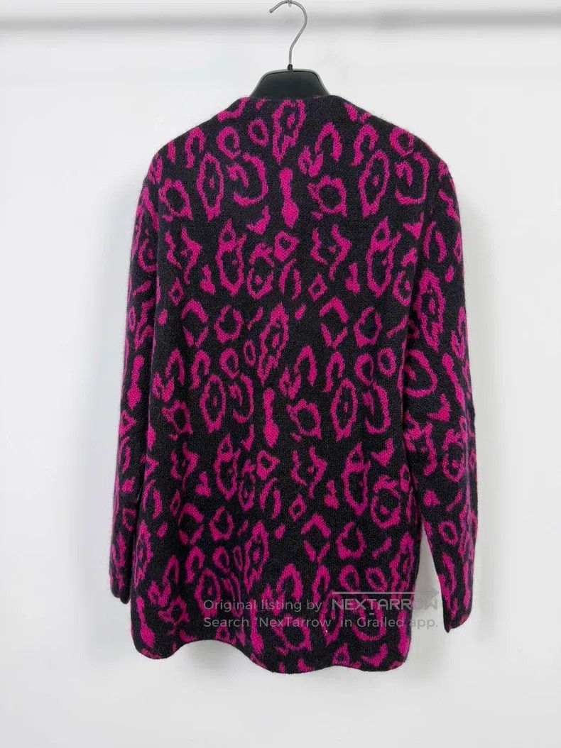 Saint Laurent Paris Saint Laurent Paris Fuchsia leopard print knit cardigan Size US M / EU 48-50 / 2 - 2 Thumbnail