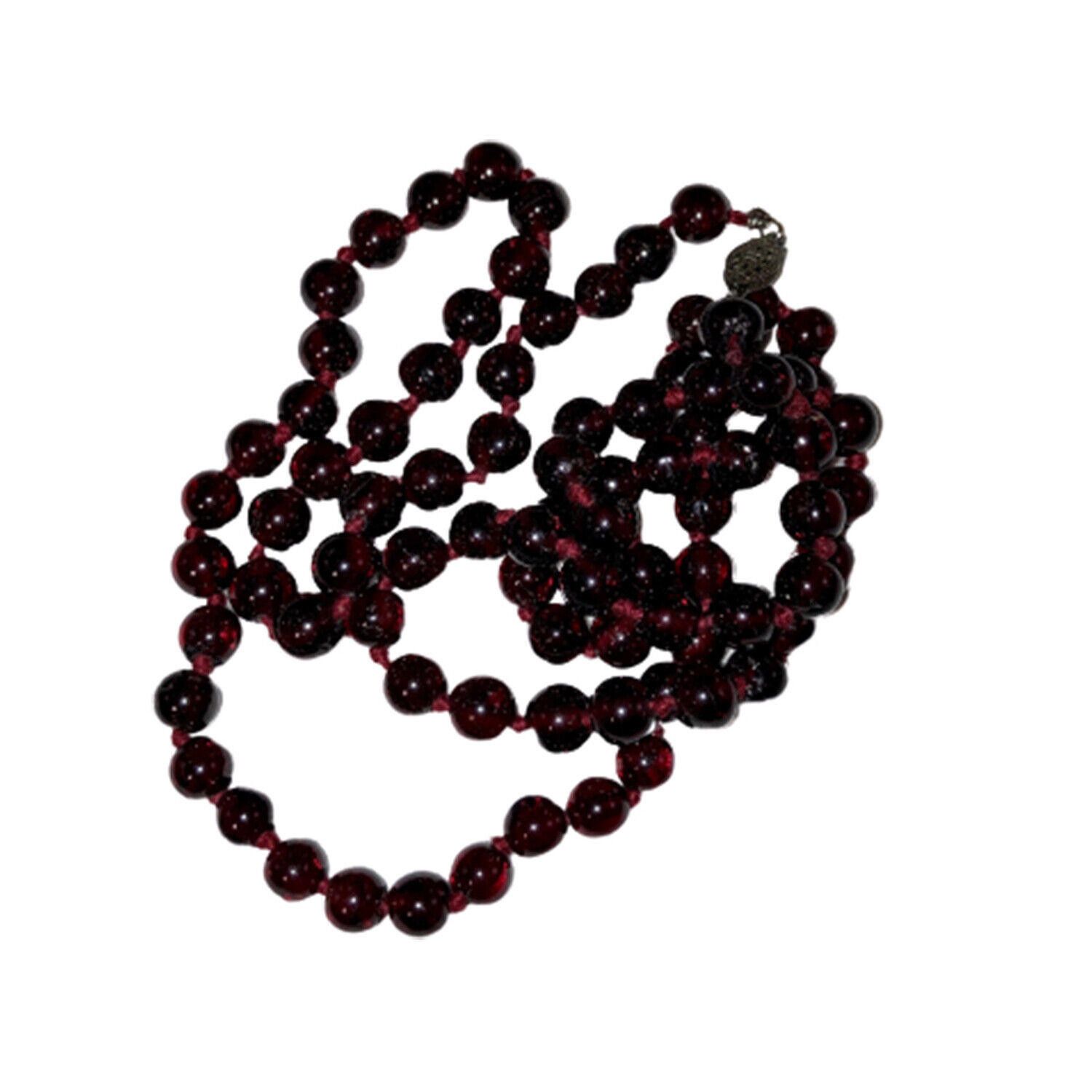 Designer Art Deco Bohemian Red Garnet Round Bead Necklace Size ONE SIZE - 3 Thumbnail