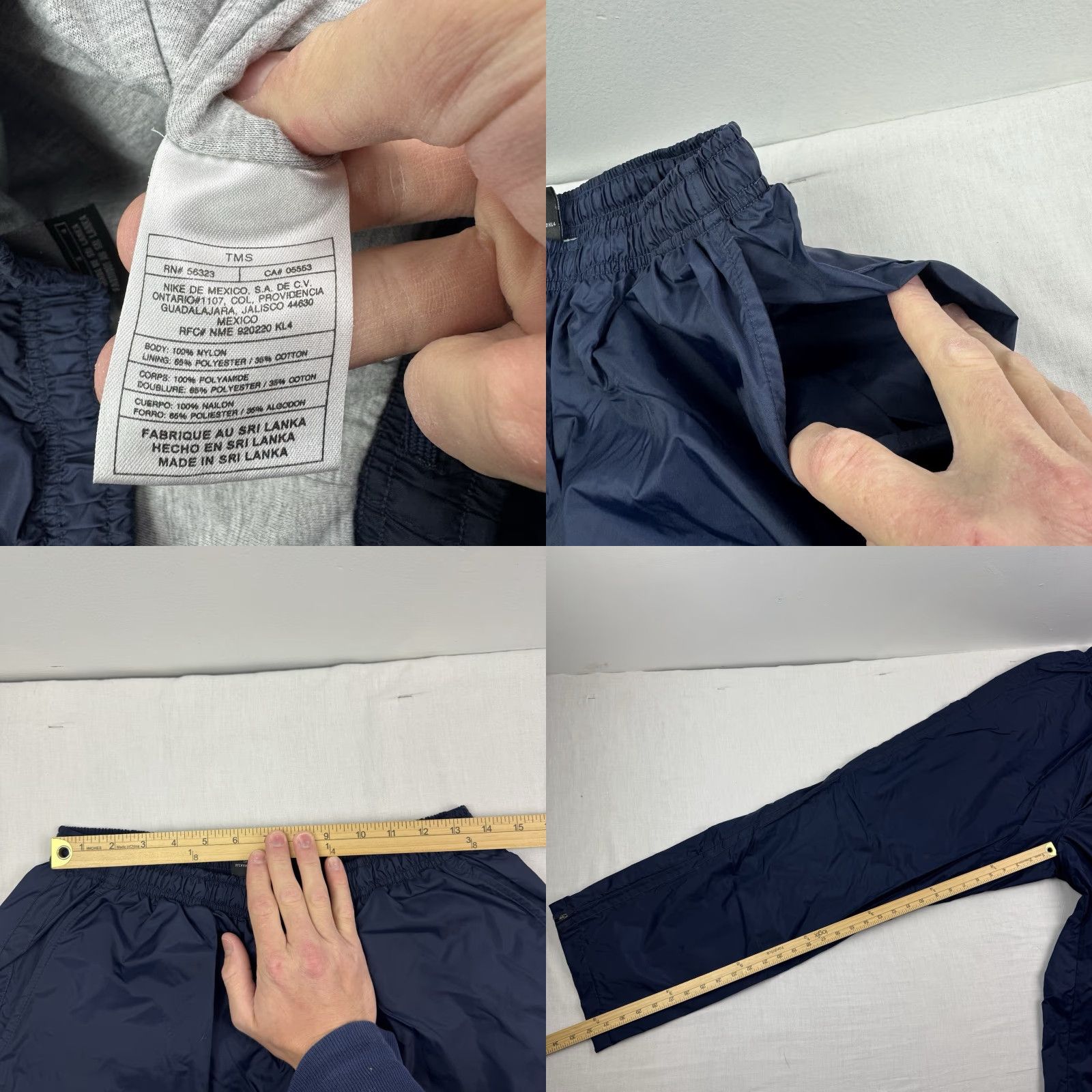 Nike VINTAGE Nike Track Pants Mens L Blue Nylon Drawstring 32in Inseam Hipster Y2K Silver Tag Sports Logo Baggy Size US 33 - 8 Thumbnail