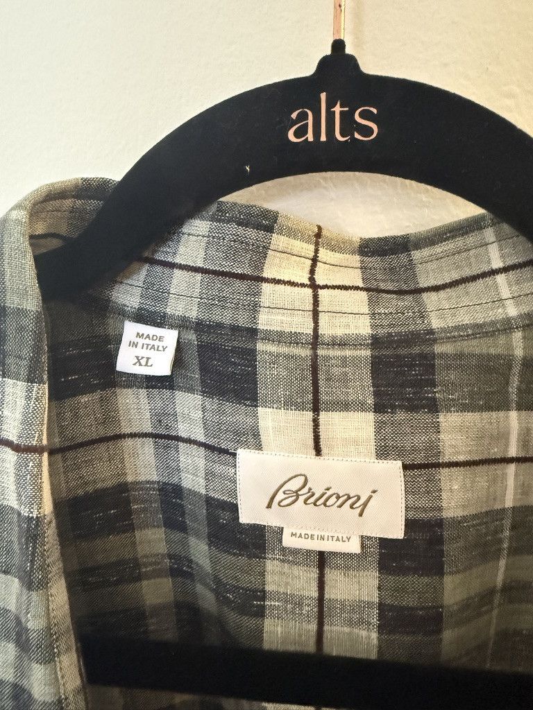 Brioni Brioni Green Plaid Linen Shirt Size US XL / EU 56 / 4 - 3 Thumbnail
