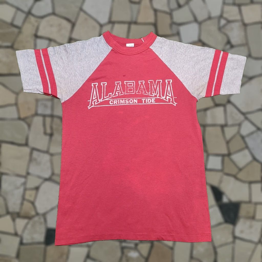 Vintage VTG 80s Alabama Crimson Tide T-Shirt Mens XS Womens S Raglan - Artex Tee, Red, 50/50, Single Stitch, USA Made, 80s Football College Shirt Size XS / US 0-2 / IT 36-38 - 1 Thumbnail
