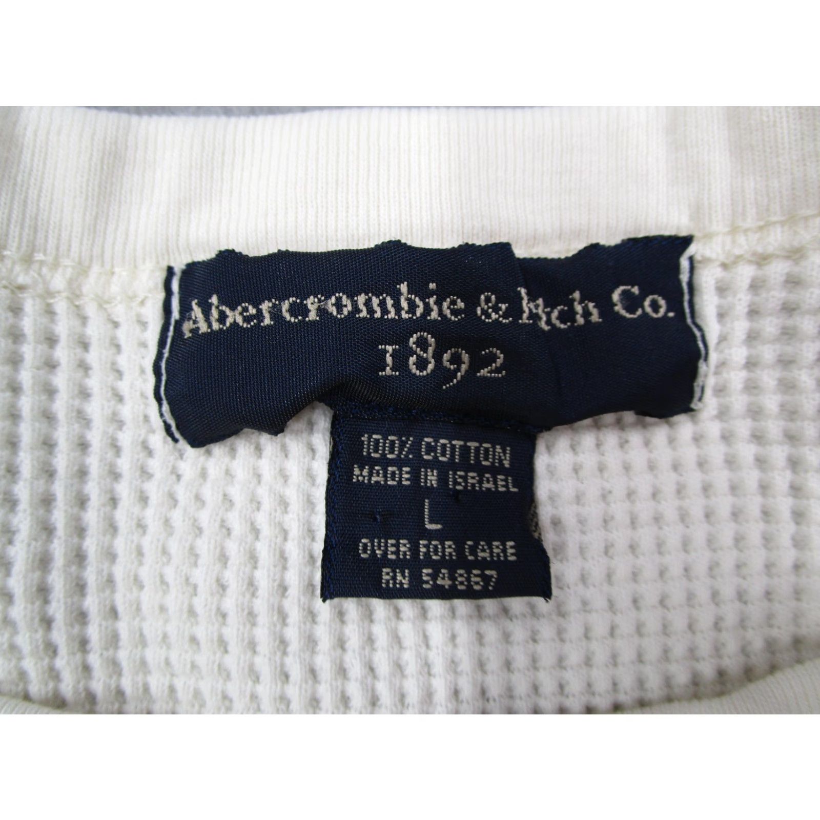 Abercrombie & Fitch VINTAGE Abercrombie & Fitch Shirt Mens Off Large White Thermal Long Sleeve Waffle Y2K Size US L / EU 52-54 / 3 - 3 Thumbnail
