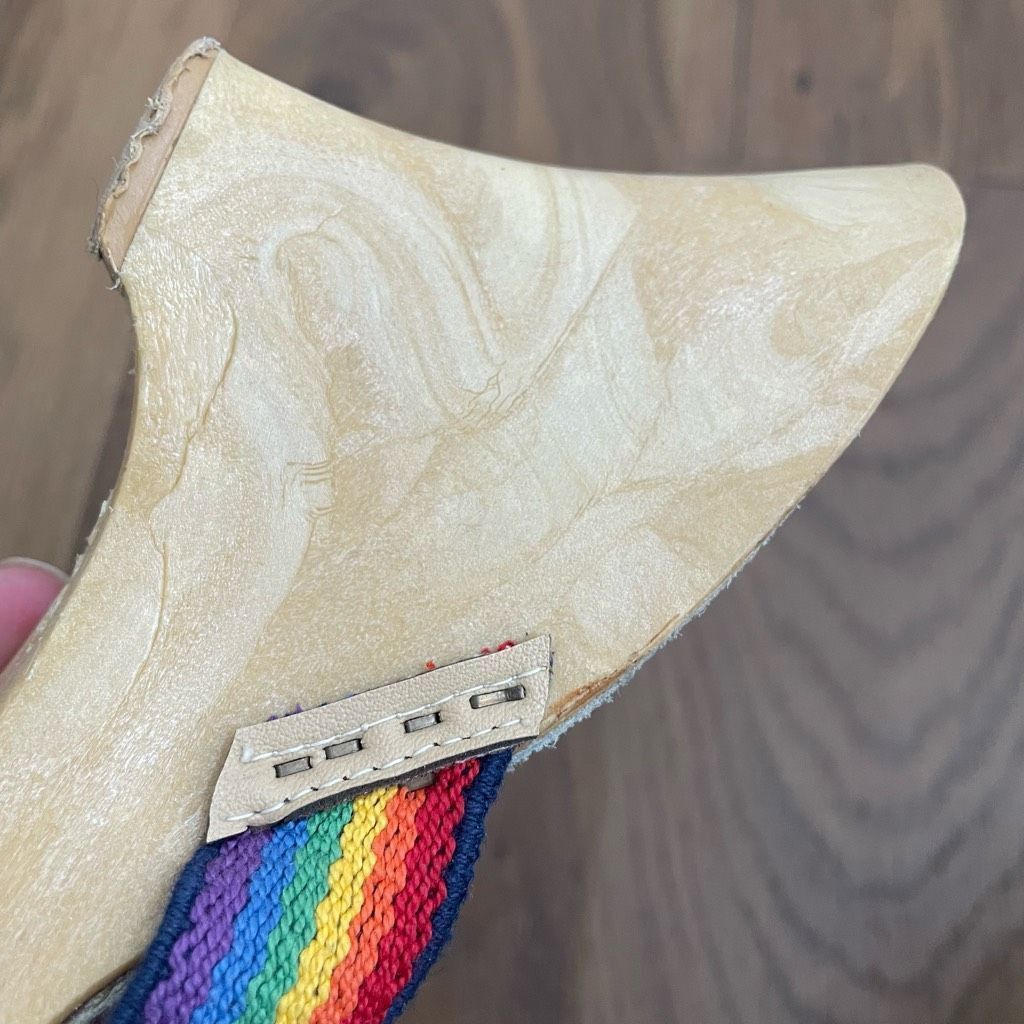 Vintage Vintage 70s 80s Rapallo Rainbow Wedge Mules Heels 7 38 Size US 7 / IT 37 - 10 Thumbnail
