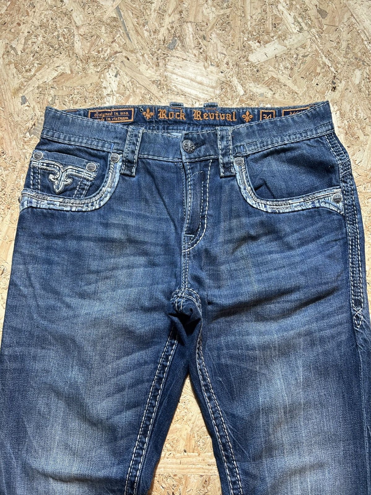 Rock Revival Rock Revival Blue Medium Wash Straight Fit Jeans Size US 36 / EU 52 - 3 Thumbnail