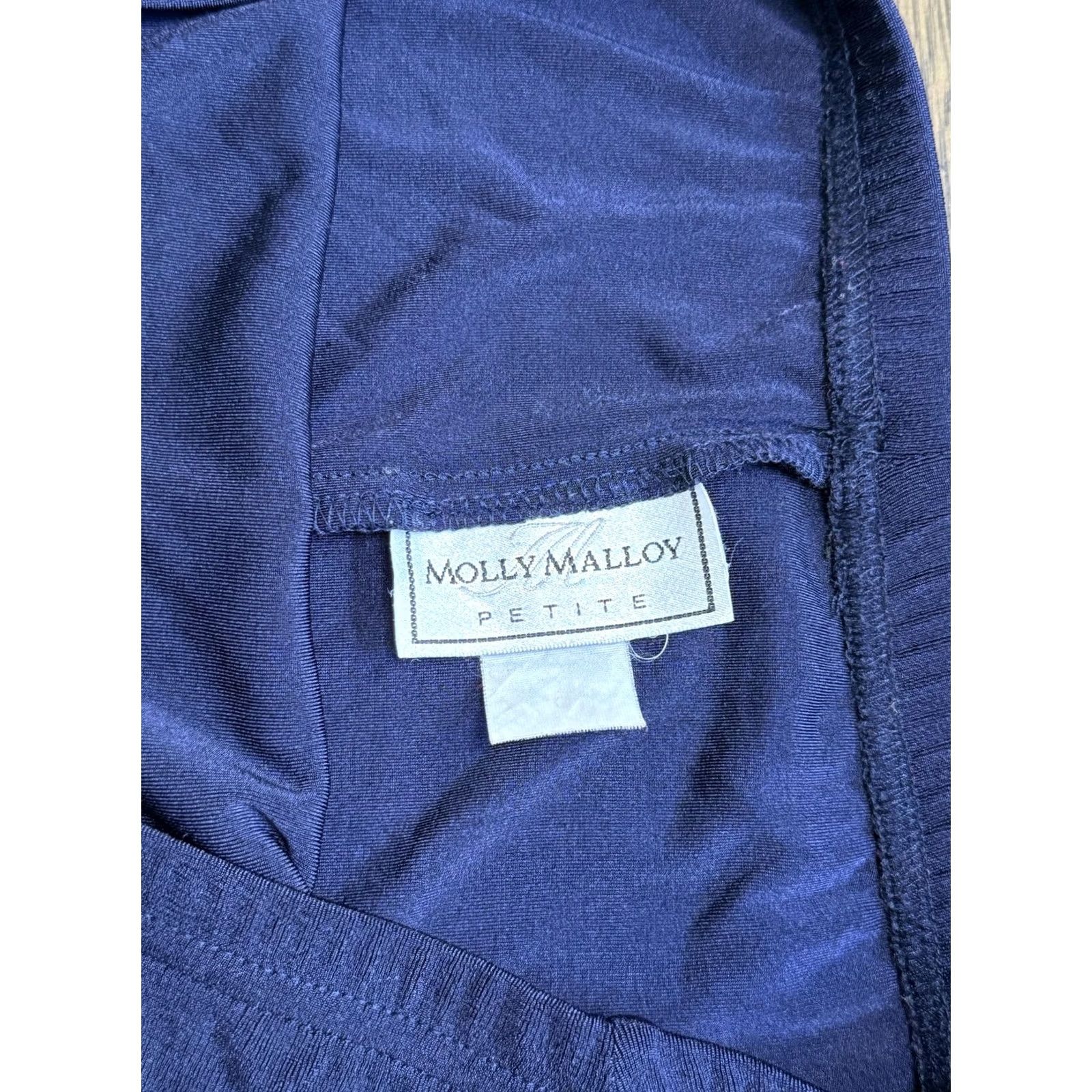 Vintage VINTAGE Molly Malloy Skirt Womens Petite Medium Navy Blue Pencil Pull On Elastic Waist Size 32" / US 10 / IT 46 - 4 Thumbnail