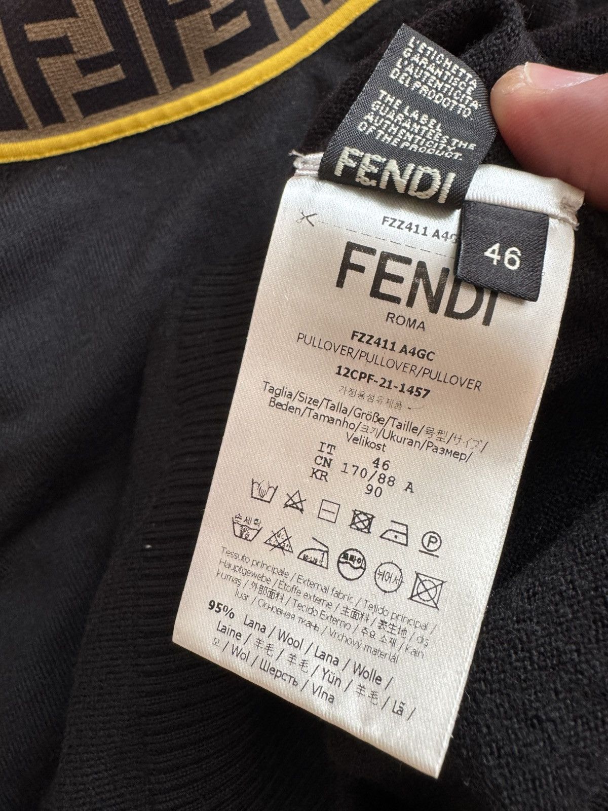 Fendi Fendi FF Monogram High Neck Wool Sweater Black Sweatshirt Size US S / EU 44-46 / 1 - 14 Thumbnail