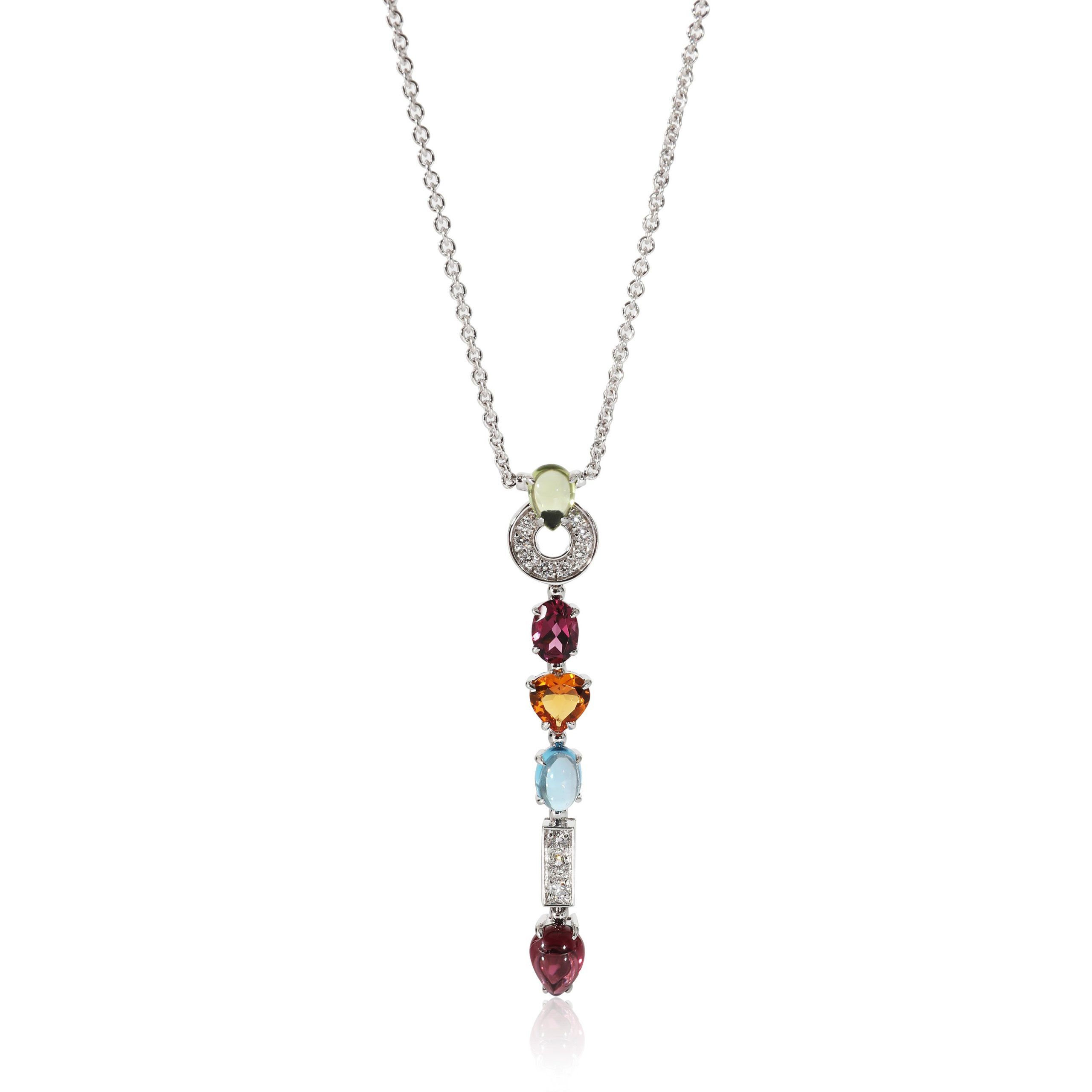 image of Bvlgari Allegra Diamond & Gemstones Pendant In 18K White Gold 0.3 Ctw, Women's