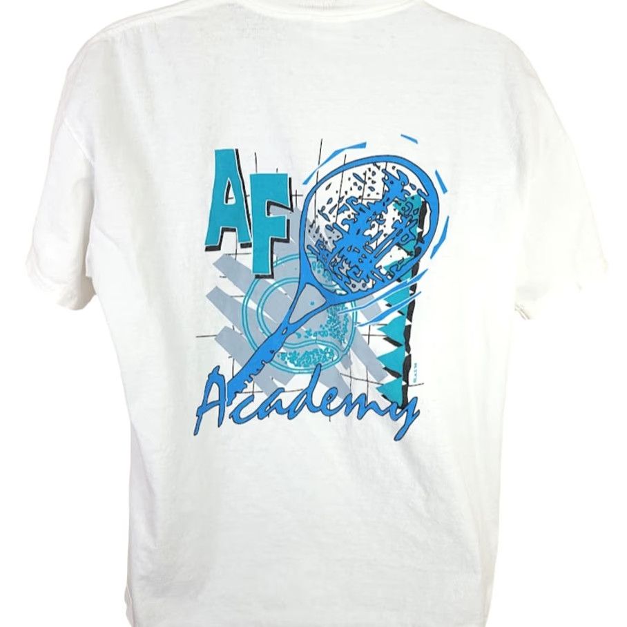 Lee VINTAGE Air Force Academy Tennis T Shirt Mens XL 90s White Cotton Lee Made In USA Golf? Size US XL / EU 56 / 4 - 2 Thumbnail