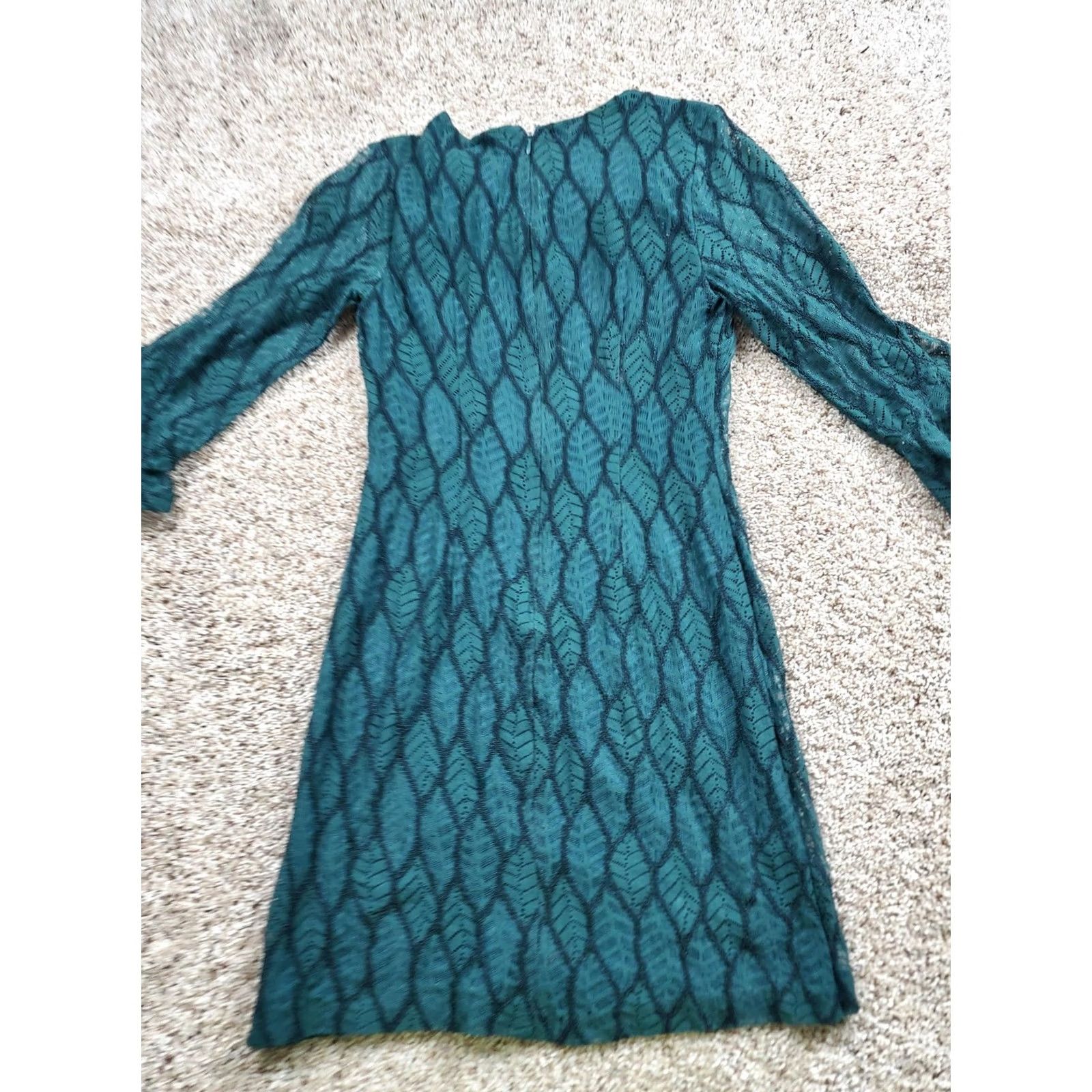 Karl Lagerfeld Karl Lagerfeld Paris Dress Womens 2 Green Leaf Lace Long Sleeve V Neck Party Cocktail Sheath Size XS / US 0-2 / IT 36-38 - 6 Thumbnail