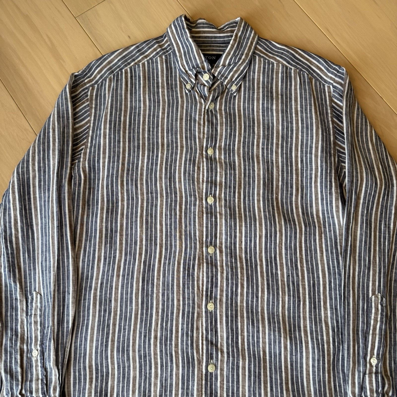 Eton Eton Linen Shirt 16.5 Multicolor Striped Collared Button Up Size US M / EU 48-50 / 2 - 4 Thumbnail