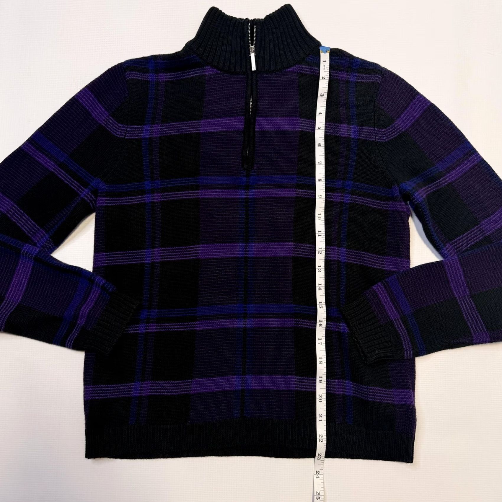 Ralph Lauren VINTAGE Lauren Ralph Lauren Sweater Womens Medium Purple Plaid 90s Half Zip Mock Neck Zipper Pullover Size M / US 6-8 / IT 42-44 - 5 Thumbnail