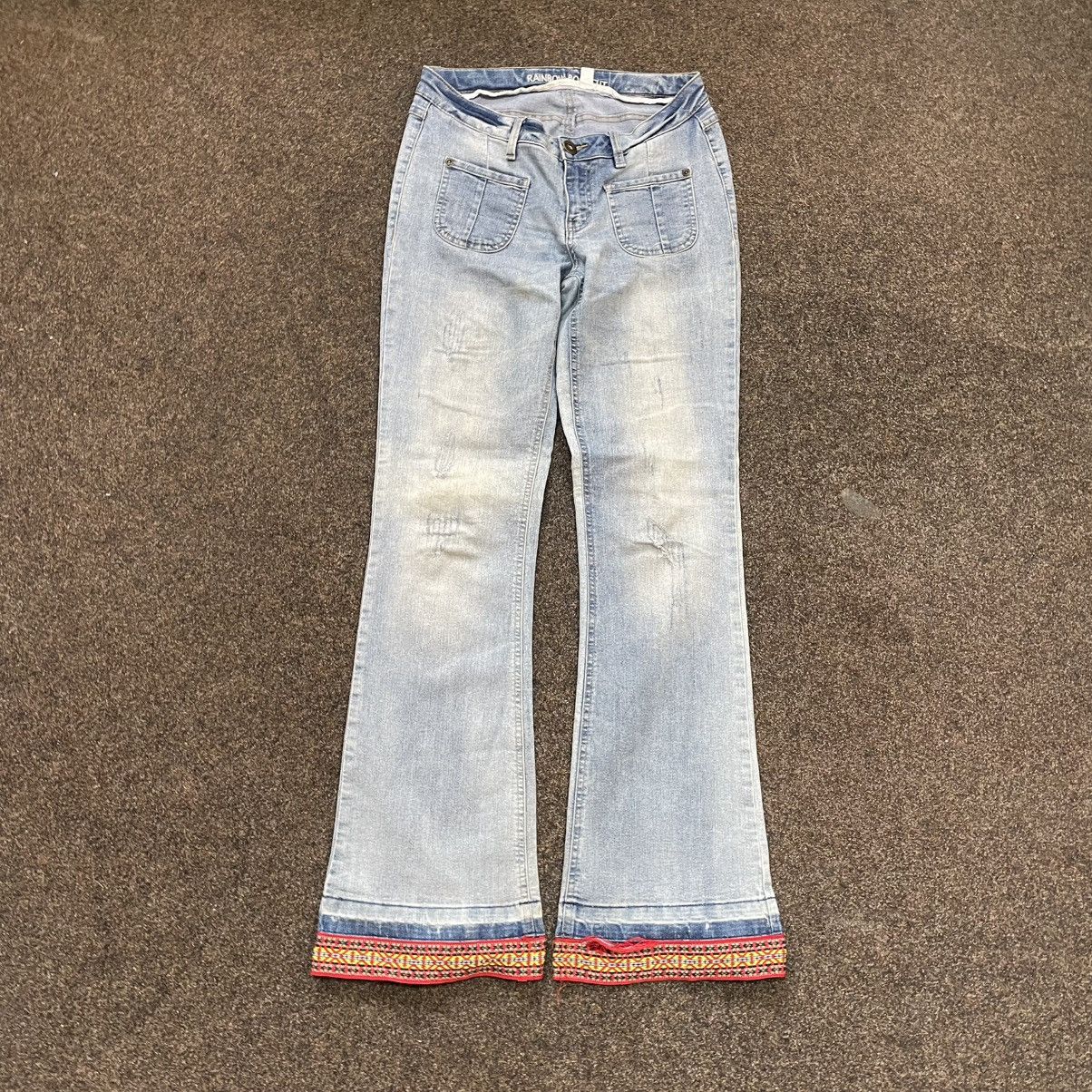 Vintage Vintage Y2K Flared Jeans Distressed Painted Hem Skate 32 Size US 32 / EU 48 - 1 Thumbnail