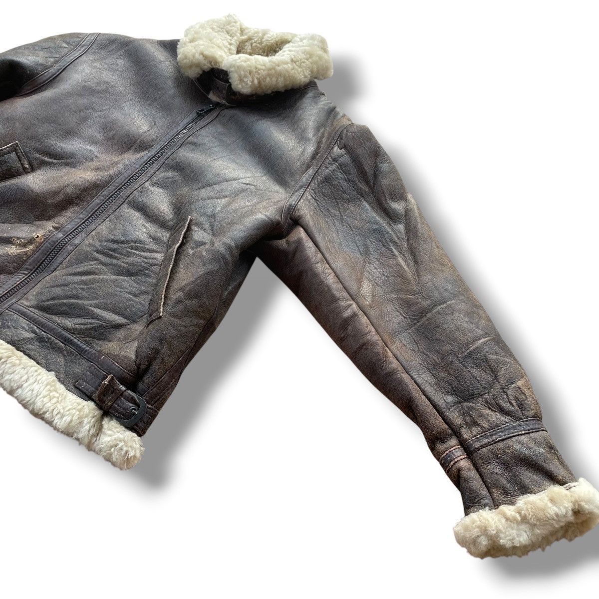 Genuine Leather VINTAGE SPRAZZO MODA SPORTIVO B3 SHEARLING FUR JACKET Size US L / EU 52-54 / 3 - 8 Thumbnail