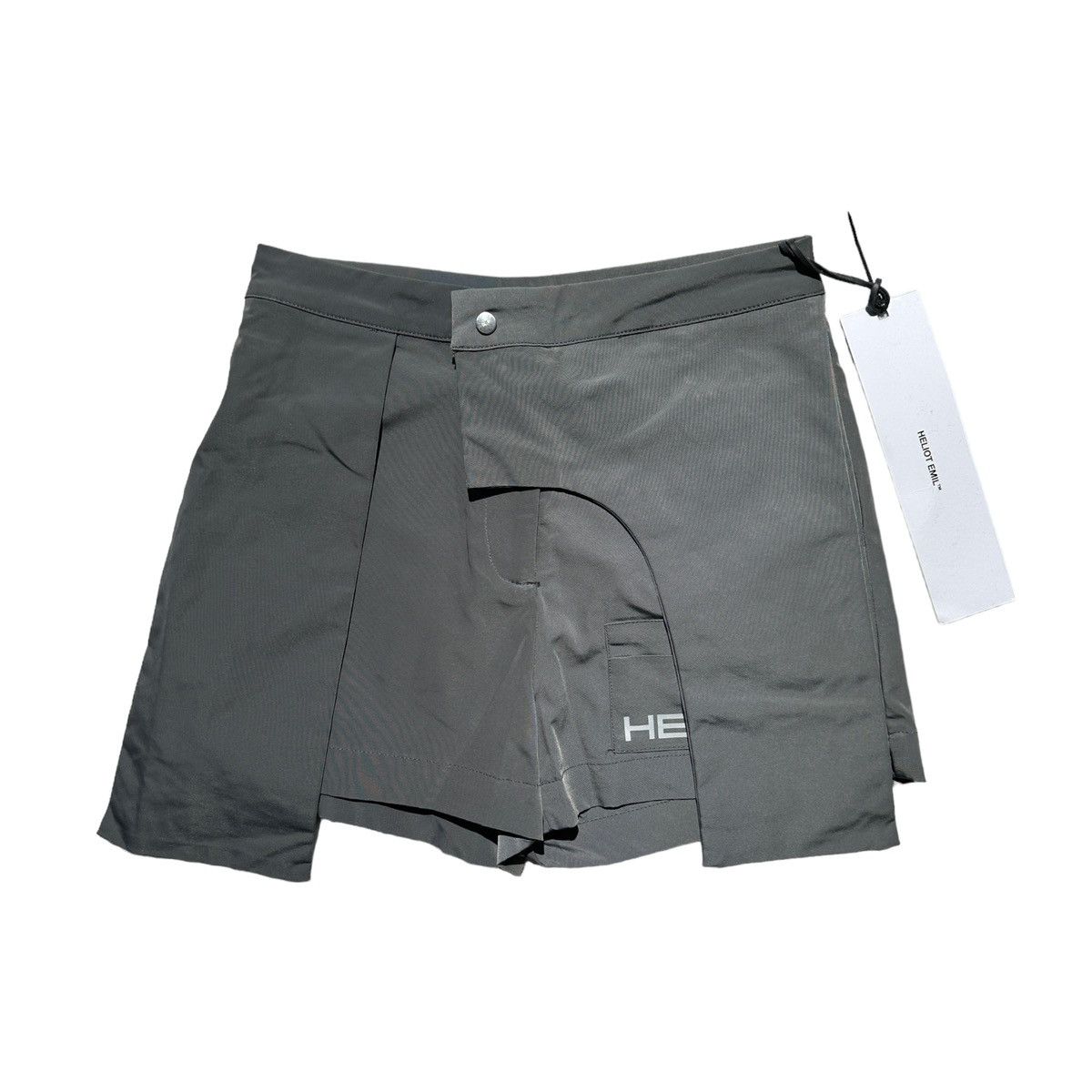 image of Heliot Emil Double Layered Panel Nylon Shorts in Grey, Women's (Size 26)