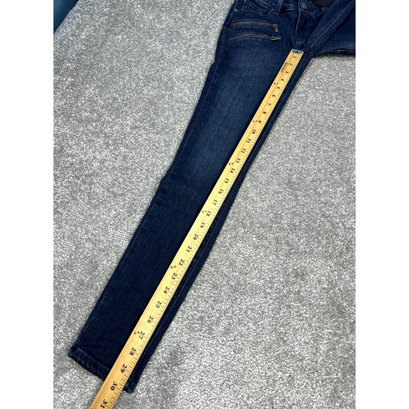 Paige Paige Edgemont Jeans Women's 25 Blue Denim Stretch Low Rise Skinny 26x30 Size 42" / US 20 - 5 Thumbnail