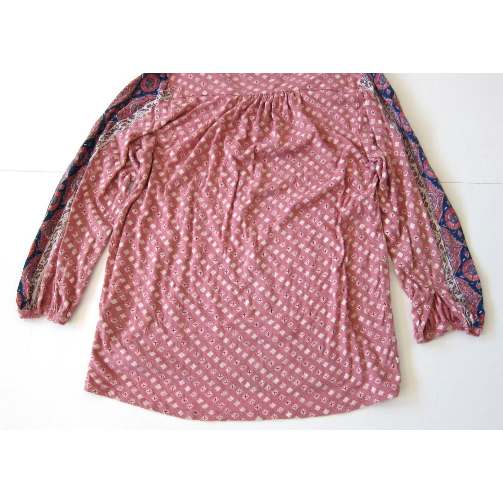 Lucky Brand Lucky Brand Tunic Women 1X Pink Blue Floral Cotton Stretch Long Sleeve Blouse Size XL / US 12-14 / IT 48-50 - 6 Thumbnail
