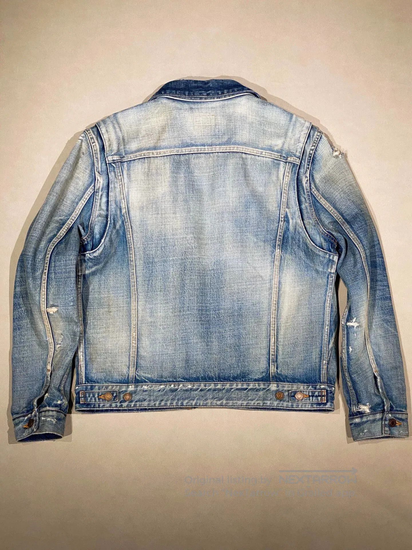 Saint Laurent Paris Saint Laurent Distressed Light Blue Denim Jacket. Size US L / EU 52-54 / 3 - 5 Thumbnail